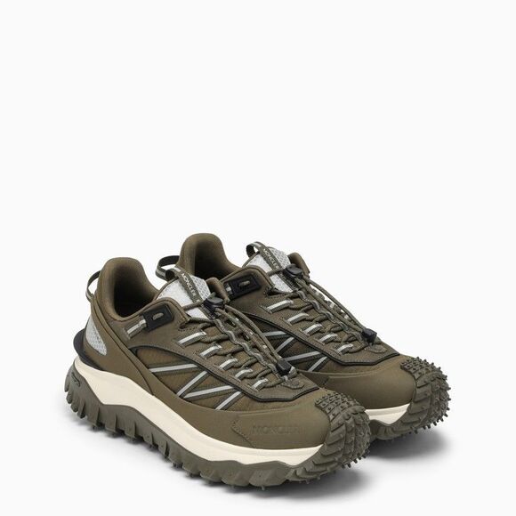 Green Fabric and Leather Low Top Trainers for Men - Picture 2 of 4